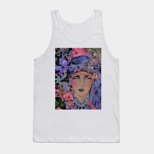 LAVENDER BLUE PINK ART DECO FLORAL DOLLY Tank Top